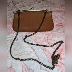 Universal Thread Crossbody Chain Kisslock Wallet Small Purse Tan & Bronze